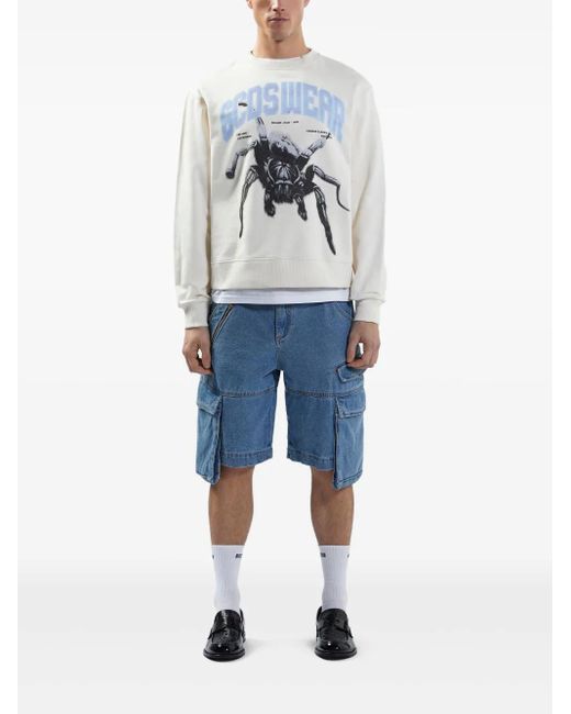 Gcds White Spider-Print Sweatshirt for men