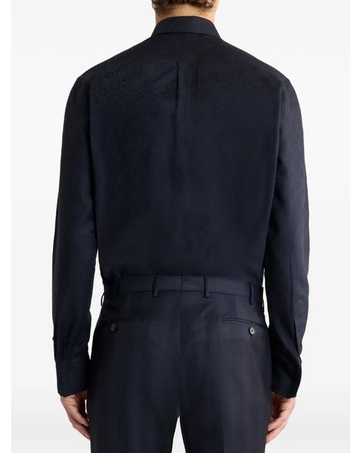 Etro Blue Chemise À Boutonnière Sur Le Devant for men