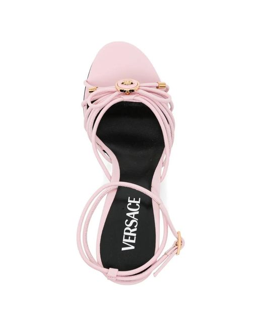 Versace White Delicate Strappy Sandals With Emblem