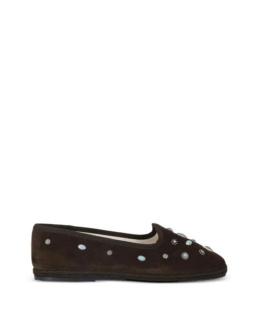 Fortela Brown Frutate Suede Ballet Flats
