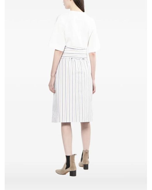 Maison Mihara Yasuhiro White Striped Midi Dress