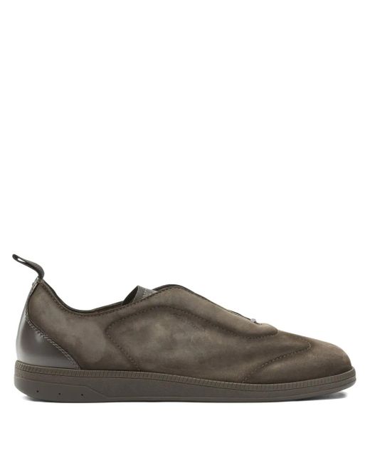 Santoni Leren Sneakers Met Vlakken in het Brown voor heren