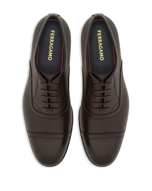 Ferragamo Brown Leather Oxford Shoes for men