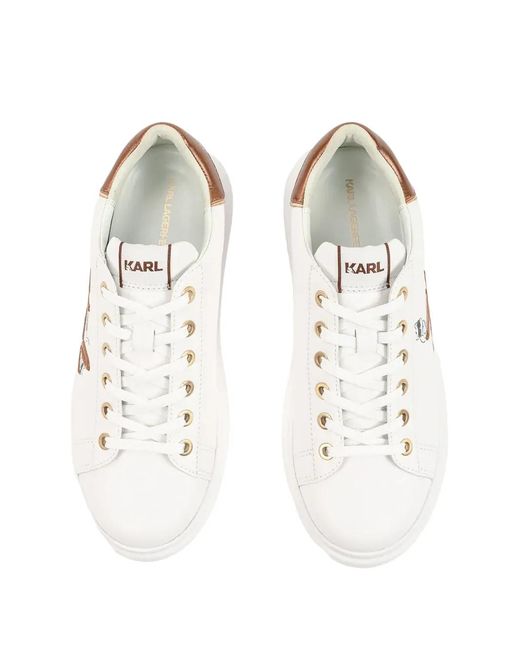 Karl Lagerfeld White Kapri Logo-Patch Platform Sneakers