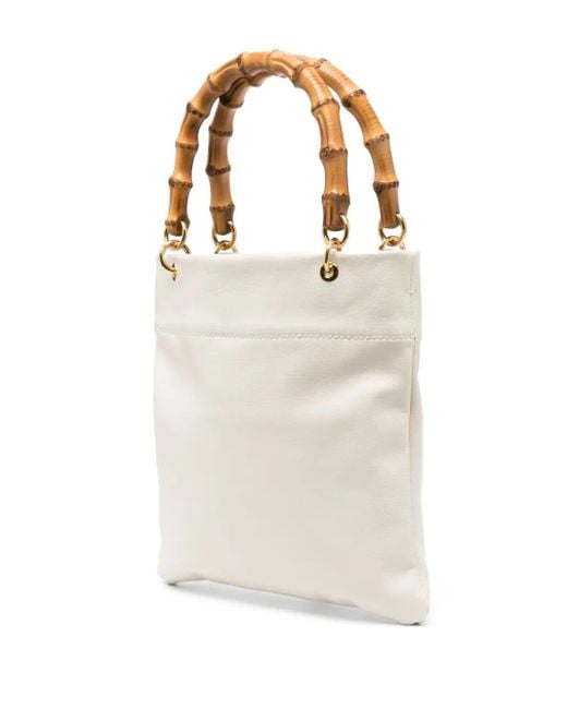 Jil Sander White Small Bamboo-Handle Tote Bag