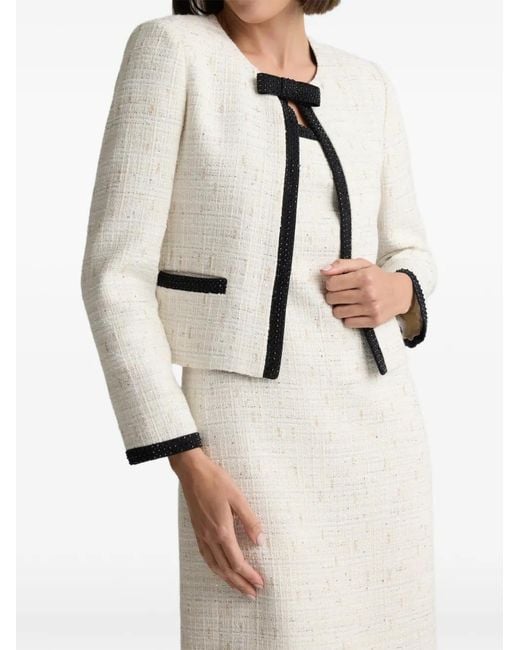 St. John White Tweed Appliqué Jacket
