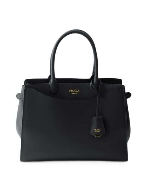 Prada Black Prelude Large Leather Handbag