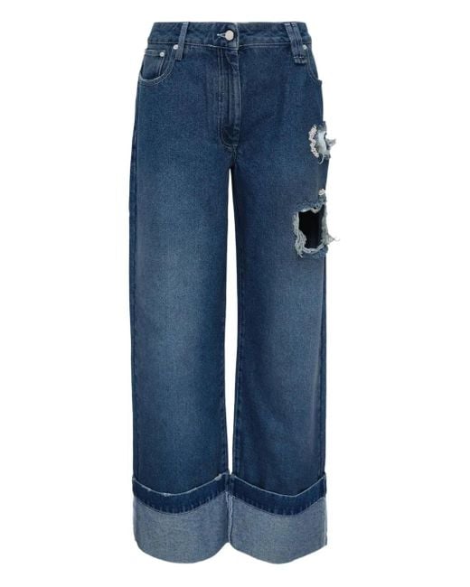 Simone Rocha Blue Distressed-Detail Jeans