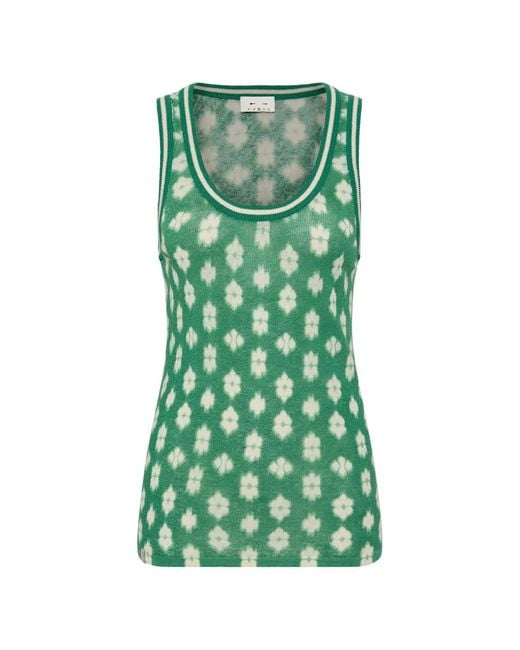The Upside Green Latania Wales Floral-Print Tank Top