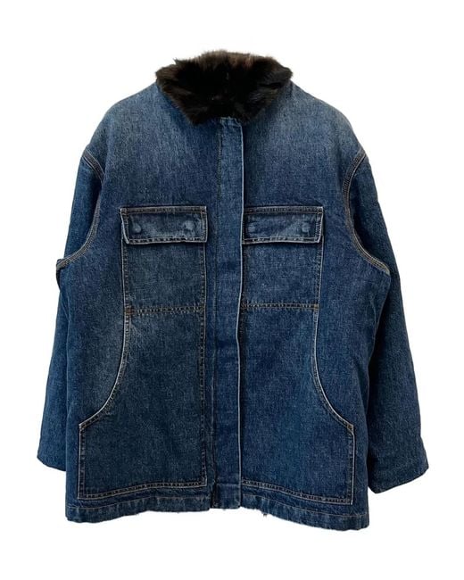 Magda Butrym Blue Patch-Pocket Denim Jacket