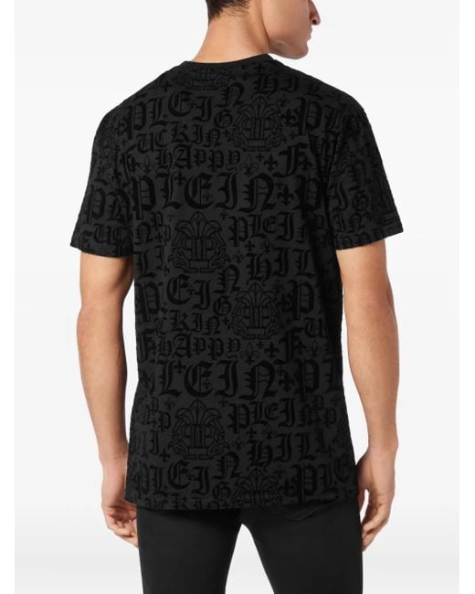Philipp Plein Black T-Shirt Round Neck Ss Gothic Plein for men