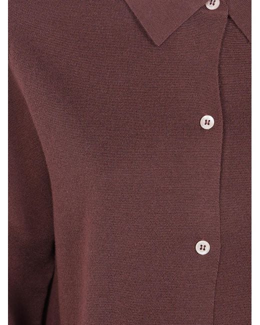 Aspesi Purple Button-Up Collared Cardigan