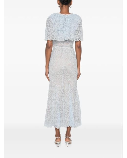 Self-Portrait White Lace-Detail Embellished Midi Dress