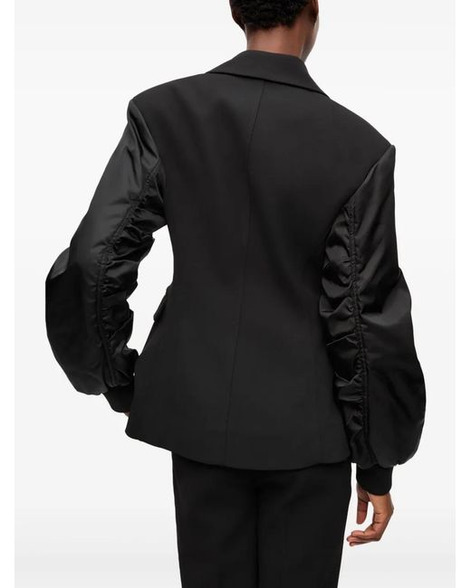 Ganni Black Blazer With Contrasting-Fabric Sleeves
