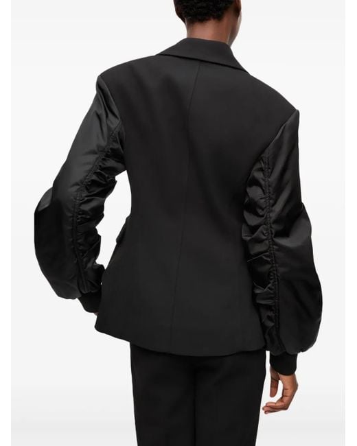 Ganni Black Blazer With Contrasting-Fabric Sleeves