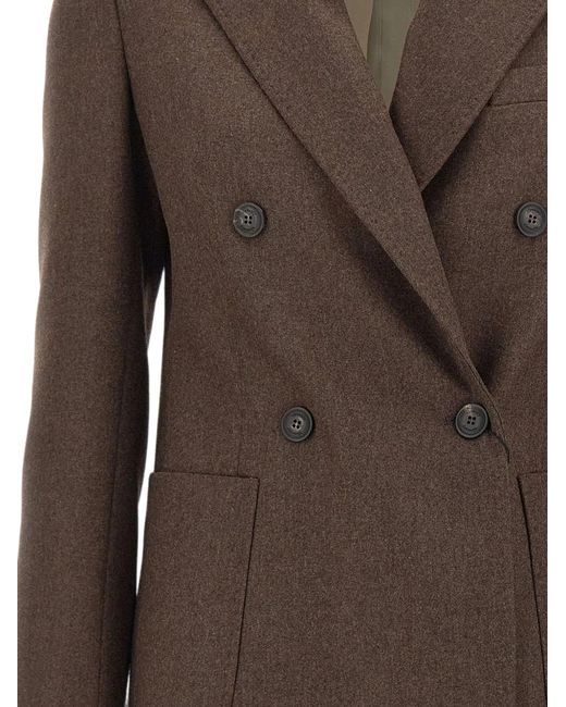 Eleventy Gray Double-Breasted Peak-Lapel Jacket