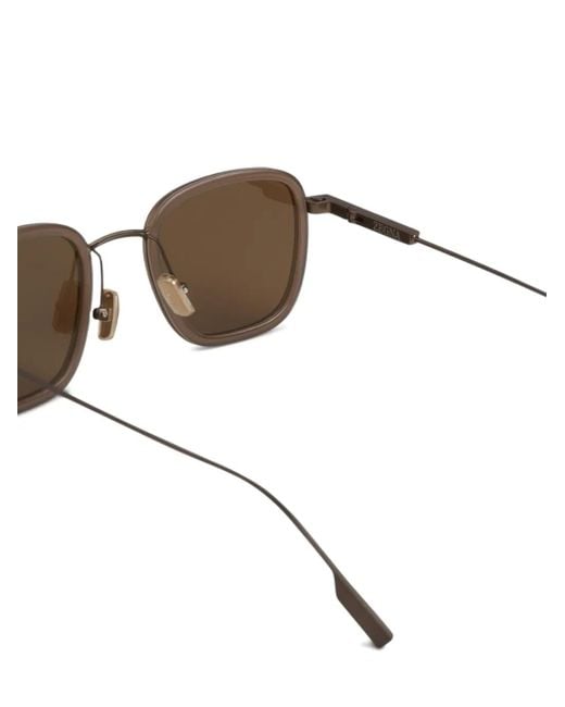 Zegna Sonnenbrille Mit Eckigem Gestell in Brown für Herren