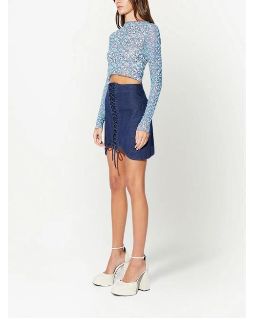 RTA Blue Tomas Tile-Print Top