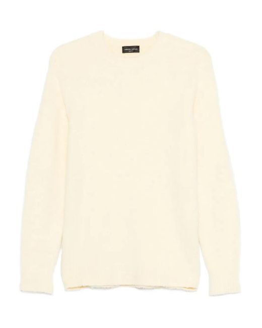 Roberto Collina Rundhals-Pullover mit ausgefransten Kanten in Natural für Herren