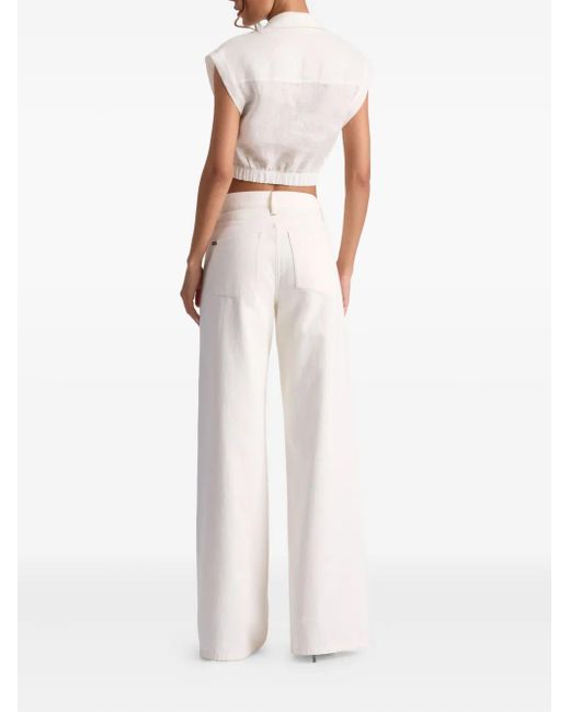 Alice + Olivia Mila Cropped Top in het White
