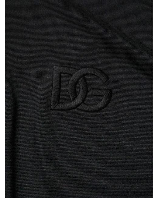 Dolce & Gabbana Black Dg Logo Piqué Polo Shirt for men