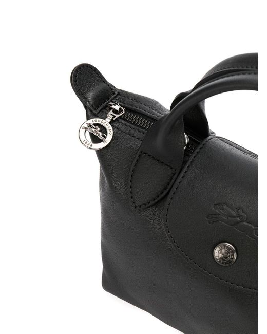 Mini sac à main Le Pliage Cuir Cuir Longchamp en coloris Noir | Lyst
