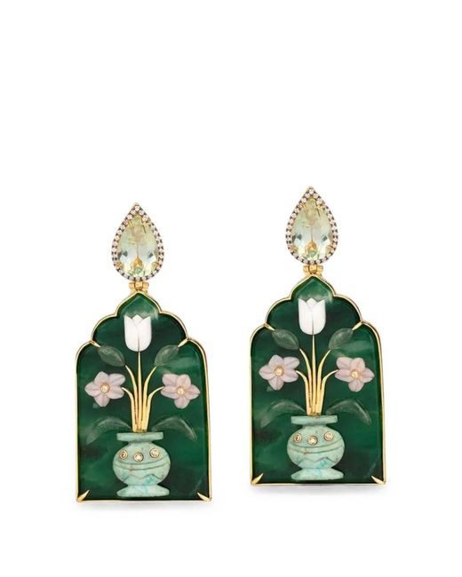 Silvia Furmanovich Green Multi-Stone Flower-Vase Earrings