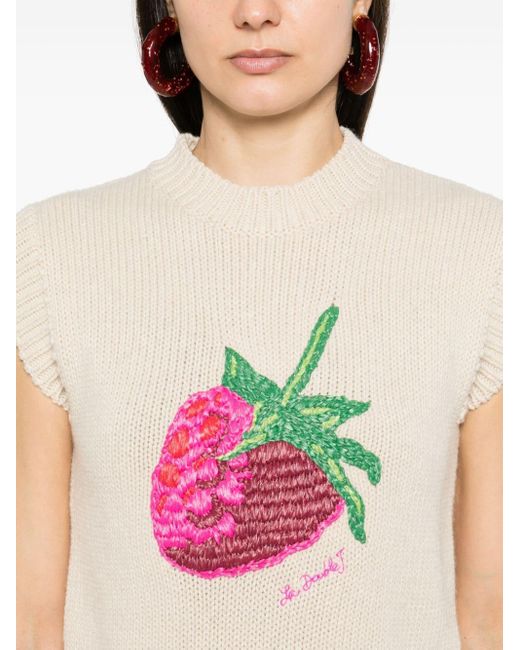 LaDoubleJ Pink Lampone Embroidered Knitted Vest