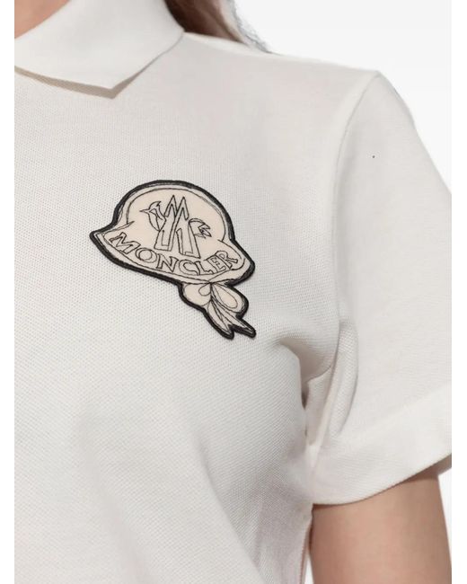 Polo À Patch Logo Moncler en coloris White
