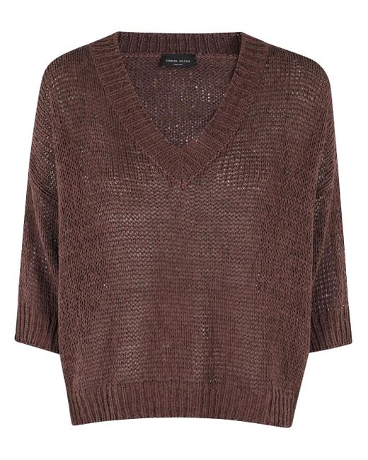Roberto Collina Vネック トップ Brown