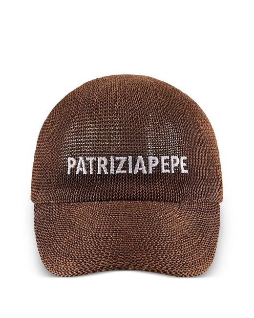 Patrizia Pepe Brown Woven Baseball Cap Hat