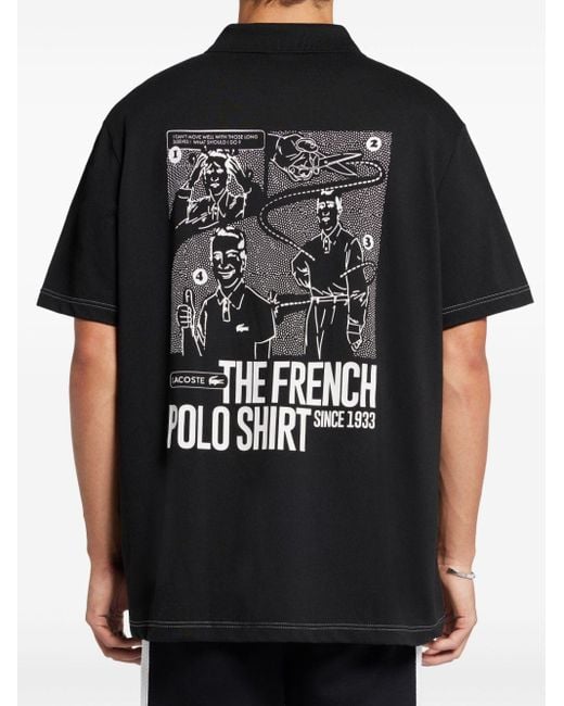 Lacoste Movement Poloshirt Met Print in het Black voor heren