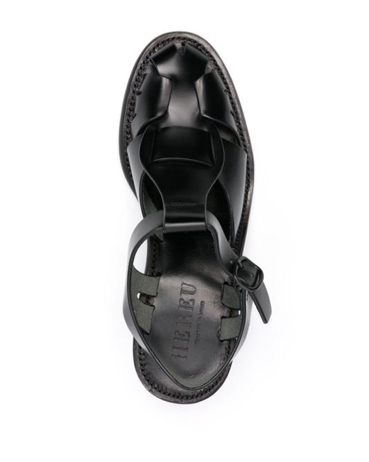 Hereu Black Pesca 60mm Leather Sandals