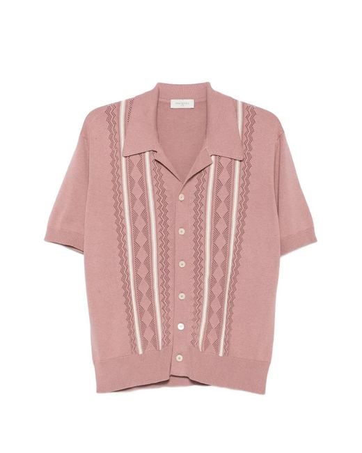 Piacenza Cashmere Pink Geometric-Detail Shirt for men