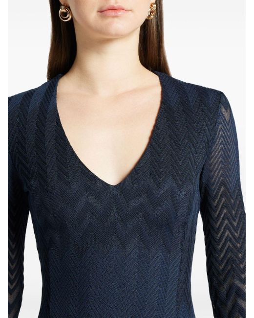 Missoni Blue Zigzag Crochet-knit Minidress