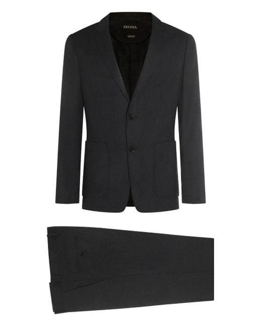 メンズ Zegna パッチポケット スーツ Black