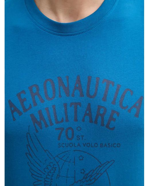 Aeronautica Militare Blue Logo-Print Short-Sleeve T-Shirt for men