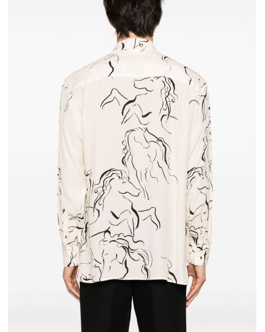 Camisa con estampado abstracto Emporio Armani de hombre de color Natural