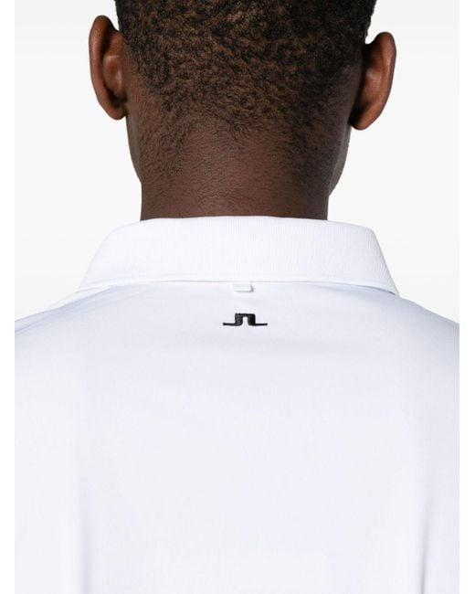 J.Lindeberg White Tour Tech Long-sleeve Polo Shirt for men