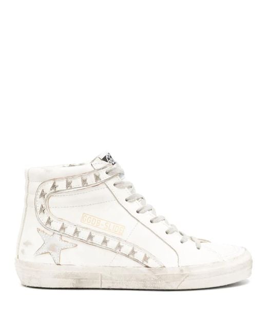 Golden Goose Deluxe Brand White Slide High-Top Leather Sneakers