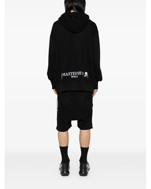 MASTERMIND WORLD Black Embroidered Logo Hoodie for men
