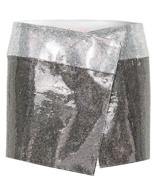 Nue Gray Rhinestone-embellished Mini Skirt