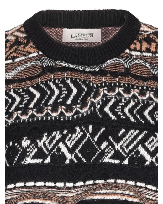 Laneus Black Patterned Sweater