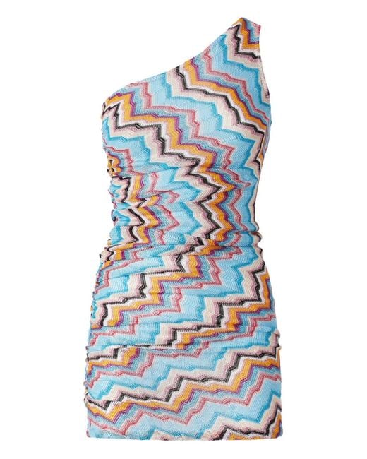 Missoni Blue Zigzag-Pattern Mini Dress