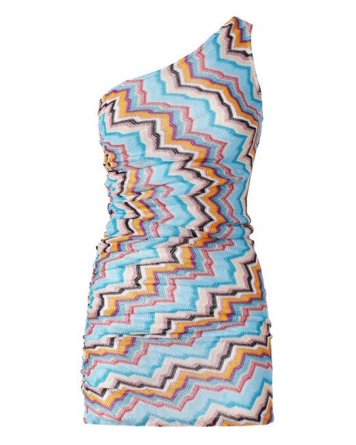 Robe Courte À Motif Zig-Zag Missoni en coloris Blue