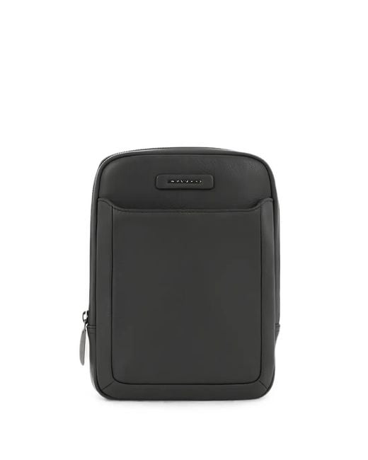 Piquadro Black Logo-Plaque Pebbled Backpack for men