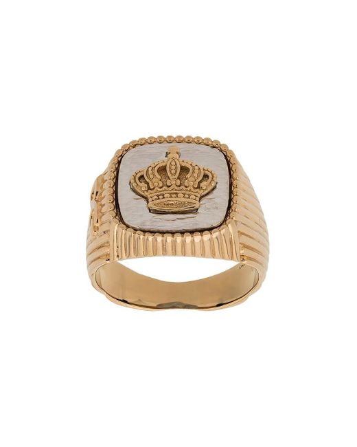 Dolce & Gabbana Metallic Crown Signet Ring for men