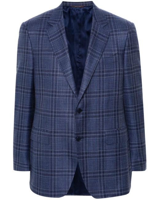 Canali Blue Checked Single-breasted Blazer for men