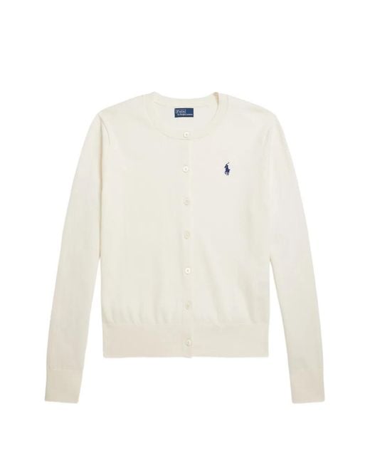 Polo Ralph Lauren White Cardigan À Boutonnière