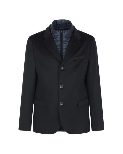 Herno Blue Button-Fastening Layered Jacket for men